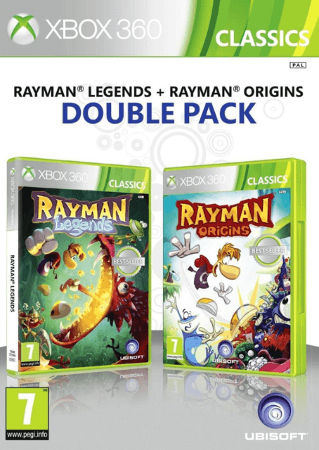Rayman Legends + Rayman Origins Double Pack box art for Xbox 360